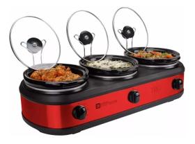 Triplo Buffet Red 2,4 L Rechaud Eletrico - 127 V- Slow Cook Triplo Buffet Red 2,4 L Rechaud Eletrico - 127 V- Slow Cook