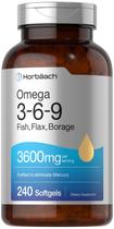 Triplo Ômega 3-6-9 3600 mg 240 Softgels de Peixe, Linhaça, Óleos de Borage não-OGM & Sem Glúten por Horbaach