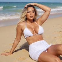 Triquini Biquíni Saia Moda Praia Verão Tendência Diversas Cores Marquinha Conjunto