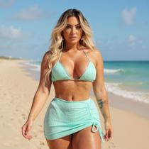 Triquini Biquíni Saia Moda Praia Verão Tendência Diversas Cores Marquinha Conjunto Triquini Biquíni Saia Moda Praia Verão Tendência Diversas Cores Marquinha Conjunto