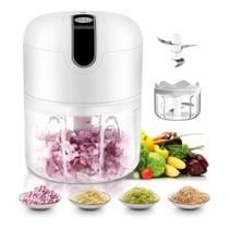 Triturador De Alho Elétrico Cortador Fatiador De Legumes Ralador Alimentos Sem Fio 250ml