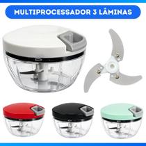 Triturador de Alimentos Manual 500ml com 3 Lâminas Inox Picador de Cebola Alho Triturador de Alimentos Manual 500ml com 3 Lâminas Inox Picador de Cebola Alho