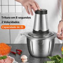 Triturador Elétrico 2L Inox Potente para Temperos Carne e Legumes Entrega Rápida Triturador Elétrico 2L Inox Potente para Temperos Carne e Legumes Entrega Rápida