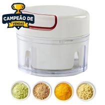 Triturador Picador Manual de Alimentos De Corda Retrátil Mini Processador 2 Lâminas Alho Cebola Carne Amendoim Frutas Legumes Verduras
