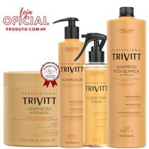 Trivitt - Cauterização 300ml, Fluído para Ondas + Hidratação 500g + Shampoo 1L Trivitt - Cauterização 300ml, Fluído para Ondas + Hidratação 500g + Shampoo 1L