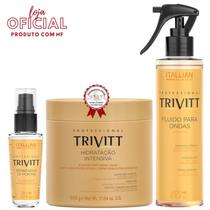 Trivitt: Fluído para Ondas 200ml, Hidratação Intensiva 500g e Reparador de Pontas 30ml Trivitt: Fluído para Ondas 200ml, Hidratação Intensiva 500g e Reparador de Pontas 30ml