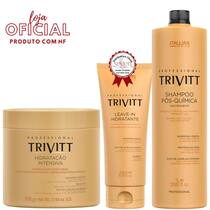 Trivitt: Hidratação Intensiva 500g, Leave-In Hidratante 200ml e Shampoo Pós-Química 1L Trivitt: Hidratação Intensiva 500g, Leave-In Hidratante 200ml e Shampoo Pós-Química 1L
