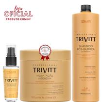 Trivitt: Hidratação Intensiva 500g, Reparador de Pontas e Shampoo Pós-Química 1L Trivitt: Hidratação Intensiva 500g, Reparador de Pontas e Shampoo Pós-Química 1L
