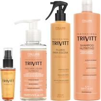 Trivitt Kit Fluido de Escova, Máscara Liquida Nutrição, Power Oil, Shampoo Nutritivo 1L
