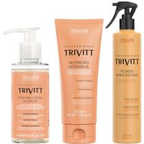 Trivitt - Kit Fluido para Escova 300ml, Máscara Liquida de Nutrição 110ml e Nutrição Intensiva 200g Trivitt - Kit Fluido para Escova 300ml, Máscara Liquida de Nutrição 110ml e Nutrição Intensiva 200g