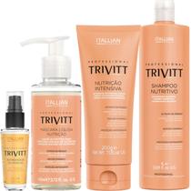 Trivitt Kit Nutrição: Máscara Liquida, Nutrição Intensiva 200g, Shampoo 1L e Reparador de Pontas