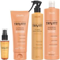 Trivitt Kit Nutrição: Nutrição Intensiva 200g, Shampoo 1L, Fluido para Escova e Power Oil Trivitt Kit Nutrição: Nutrição Intensiva 200g, Shampoo 1L, Fluido para Escova e Power Oil