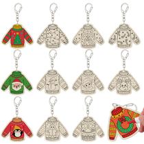Trnayi, 36 peças de suéter feio de Natal, chaveiros de madeira, 6,5 cm