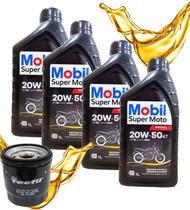 Troca De Óleo Kawasaki Z750 Z800 4 Lts Mobil 20w50 + Filtro