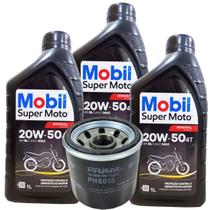 Troca de Óleo Mobil 20w50 Mineral (3 Litros) + Filtro Suzuki Gsx-R 750 Srad / Gsx-R 1000 Srad / Gsx-R 600 Srad / Vstorm 1000