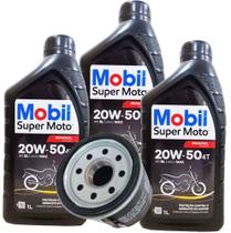 Troca de Óleo Mobil 20w50 Mineral (3 Litros) + Filtro (Xj6 / Mt 03 / Z 300 / Ninja 300 / Cb 500 / Hornet 600)