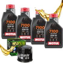 Troca de Óleo Para Suzuki Gsx 1250 Gsx 1300 Motul 7100 20w50 Com Filtro Hiflo