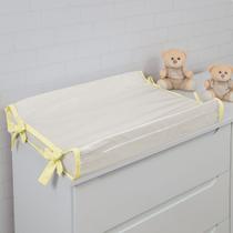 Trocador Americano Comoda Fraldas Impermeável Anatomico Com Abas Bebê Enxovais Capa Plástica Off White com Amarelo