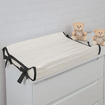Trocador Americano Comoda Fraldas Impermeável Anatomico Com Abas Bebê Enxovais Capa Plástica Off White com Preto