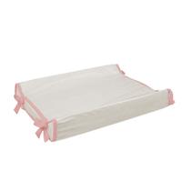 Trocador Americano Comoda Fraldas Impermeável Anatomico Com Abas Bebê Enxovais Capa Plástica Off White com Rose