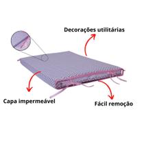 Trocador Bebê para comoda chevron cinza detalhe rosa Trocador Bebê para comoda chevron cinza detalhe rosa