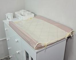 Trocador De Cômoda Anatômico Americano Plastificado Rosê Nude Com Palha