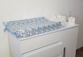 Trocador De Cômoda Anatômico Americano Plastificado Triângulo Azul Bebê - PolyBaby
