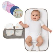 Trocador De Fralda Portátil Bebe Impermeável C Bolso Lateral Menino e Menina