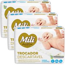 Trocador Descartável 5 Unidades Mili Love & Care - Kit 3 Pacotes - 15 Trocadores 85 cm x 64 cm Trocador Descartável 5 Unidades Mili Love & Care - Kit 3 Pacotes - 15 Trocadores 85 cm x 64 cm