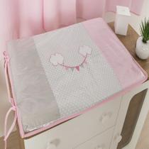 Trocador Para Cômoda De Bebe 02 Peças 70cm x 50cm Tecido Misto Menina Balão - Rosa - Padrao