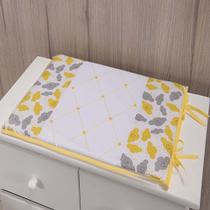 Trocador Para Cômoda De Bebe 02 Peças 70cm x 50cm Tecido Misto Menina Nuvem - Amarelo