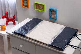 Trocador para comoda de Bebê Azul Marinho e Bege com Guippir Trocador Luxo Guippir Marinho