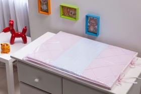 Trocador para Comoda de Bebê Rosa com Branco Nervurado Luxo Trocador de Nenem branco e rosa