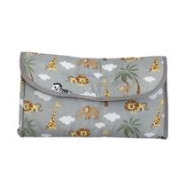 Trocador Portátil De Fralda Bebê Impermeável C Bolso Lateral 100 Algodão Menino e Menina Estampa Safari