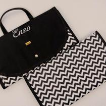Trocador Portátil Pratic Chevron Preto Personalizado