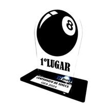 Troféu bola oito sinuca 20cm acrílico personalizável -unidade-