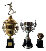Trofeu Campeão + Vice Futebol + Terceiro Colocado - Brasil Gold