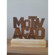 Troféu de Palavras Motivacional Empresa em MDF para Decoração com Base de Pinus - 1 unidade