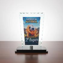 Troféu De Vidro Para Futebol Com Base Mdf de Segundo Lugar 21 Cm