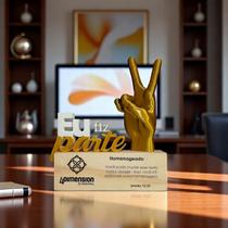 Troféu Eu Fiz Parte - Eu Faço parte - Eu me envolvo - com Mão em 3D Acenando