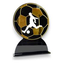 Troféu Futebol Acrílico Preto E Dourado 12x20cm C/base Preta