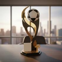 Troféu Futevôlei 30cm Mdf Com Acrílico Dourado