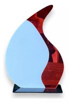 Troféu Gota Acrílico Branco E Vermelho 20x14 C/base Preta