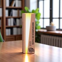 Troféu Luminaria LED Madeira gravação a Laser 30cm