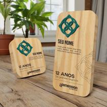 Troféu Placa madeira com Símbolo da logo em impressão 3D