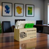 Troféu Texto Curvo - Base madeira