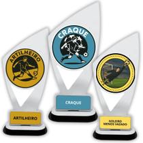 Troféu, Troféu Personalizado em Adesivo UV, Troféu em Acrílico para premiação, Kit 3 Troféu 21cm