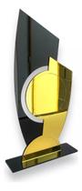 Troféu Universal Acrílico Preto E Dourado 11x25 C/base Preta