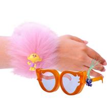Trolls Bracelete Abraço Cabeludo Rosa com Amarelo + Óculos Pequenos Dançarinos Surpresa - Hasbro