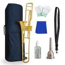 Trombone De Três Pisto Longo Em Bb Laqueado Profissional